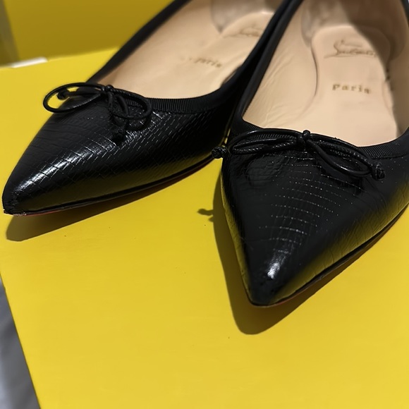 Louboutin Black Leather Spike Flats - Size 37 (US 7) - Picture 3 of 14
